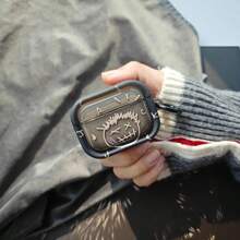 Funda protectora anti-caída creativa con diseño de expresión de rostro de fantasma graffiti, apta para estuche de auriculares, resistente a arañazos y anti-caída - Negro - Ver 3