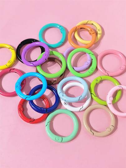 10pcs Random Colorful Cartoon Round Spring Clasp Buckle, Adjustable For Jewelry, Clothing, Holiday DIY & Keychain Decor