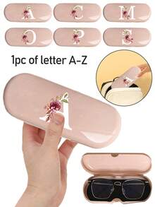 1pc Cream-Color Solid Eyeglasses Case, New Minimalist Design, Portable, Waterproof & Dustproof (Small, Plastic Material) Letter Eyewear Hard Case