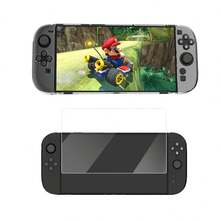 适用于Switch第二代主机的套装：1个主机保护壳 + 2个可拆卸握把套 + 1张钢化玻璃屏幕保护膜，防滑、防汗、防刮花 - 彩色 - 查看 1