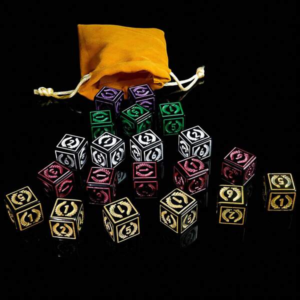 1 Set Of 6 Cuboidal Dice With Wheat Ear Pattern, Suitable For Party Games, Christmas, Gatherings, Entertainment, Birthday Gifts, Holiday Gifts, Comes With A Fabric Bag