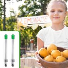 FUCHENGJSLasnten 2 Pack Straw Puncher Plastic Lids Lemonade Cups, Stainless Steel Straw Hole Puncher Punching Tools Cafe Drinks Container Squeezed Lemonade Stand Supplies(8.Inch,Black) - Green - View 11