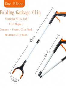 2PCS折叠垃圾夹加厚铝合金卫生垃圾夹多功能拾取器 - 彩色 - 查看 3