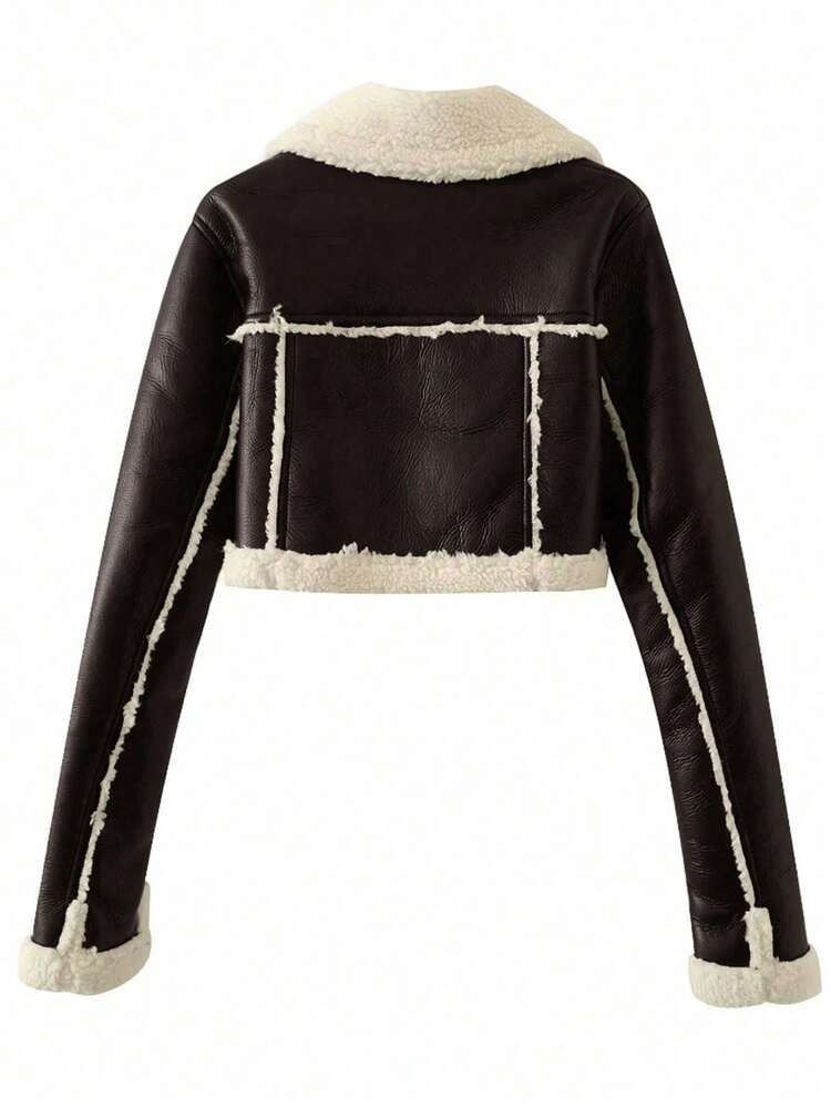 Apperloth A Street Style Turndown Collar Zipper Cuff Teddy Thermal