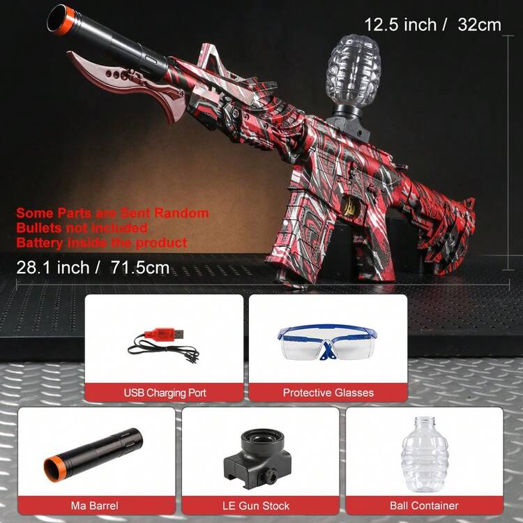 激动人心的 M416 电动球爆破玩具 - 高速、金属饰面、可充电，带眼镜 - 夏季生日复活节派对的完美礼物（不含子弹） - 彩色 - 查看 10