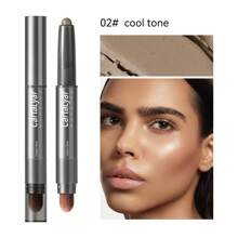 1 件带刷子的轮廓化妆棒，3D 阴影鼻雕哑光遮瑕膏高光高光修容霜，适用于面部化妆 - 彩色 - 查看 1