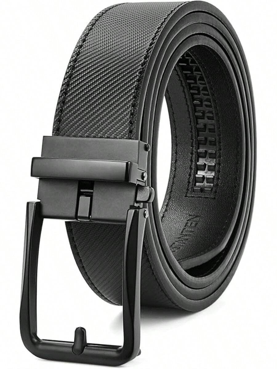 BOSTANTEN Belt Men Leather Reversible Belts Men 1 3/8 Casual Dress Pants, Two-In-One Belt - 010-全黑 - 查看 1