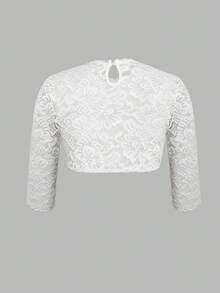 ii Bavarian Oktoberfest Costume Traditional Dirndl Floral Lace Blouse Classic Tops, Halloween - White - View 2