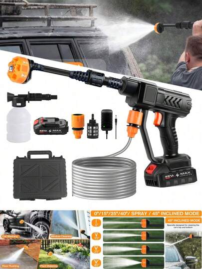 [Pistola de alta pressão] Ferramentas para lavagem de carros ao ar livre - Pistola de água de alta pressão, Pistola portátil para lavagem de carros, Pistola de espuma de alta pressão de aço inoxidável, Com encaixe de mangueira de bico de conexão rápida - Para limpeza ao ar livre, de bicicleta e outros veículos, 1 peça da moda, respirável, capa de chuva longa à prova d'água para adultos, capa de chuva com capuz para caminhadas ao ar livre, viagem, pesca, poncho de chuva com cordão grosso e justo, capa de chuva leve com capuz à prova d'água e de chuva