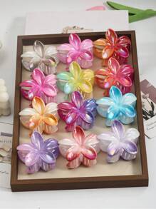 Set de 12 piezas de pasadores de cabello con forma de flor de 8cm/3.14in de plástico, diseño floral de color AB, adecuados para mujeres, estilo minimalista elegante, apropiados para uso diario, fiesta, playa, perfectos para coletas, moños, maquillaje, accesorios, se ajusta a todos, mejor regalo de cumpleaños, pareja, amigo para Pascua, fiesta temática, Día de los Inocentes, actuación en el escenario, Acción de Gracias, Año Nuevo, accesorios para el cabello, elegantes pasadores de garra, artículos escolares, universidad