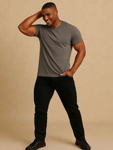 Men's Premium Basic Slim Fit Egyptian Cotton T-Shirt - Xám - Xem 4