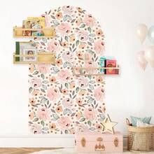 一套99x165厘米/90x150厘米波西米亚风花卉壁纸贴纸，“很久很久以前”主题，防水，适用于房间、女孩房、客厅及其他家居装饰，可移除且可重复使用。 - 彩色 - 查看 7