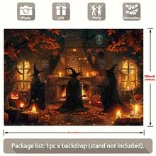 Halloween Ghost Background Fabric Made Of Polyester Material, Available In Various Styles, Witch Room, With Pumpkin Bats And Full Moon Indoor And Outdoor Multifunctional Wall Decoration Banner Background - Multicolor - View 4