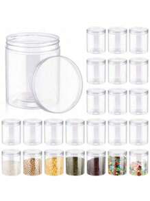 10/20 piezas Tarros de plástico transparentes con tapas, recipientes redondos para almacenamiento de slime, almacenamiento de artículos de manualidades DIY, almacenamiento de accesorios de joyería y muestras