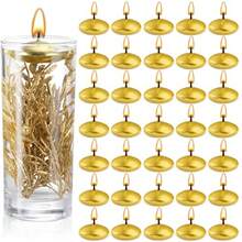 Set Of 40 Gold Floating Unscented Candles Perfect For Weddings Parties Spa Bathtub And More! - Gold - View 1