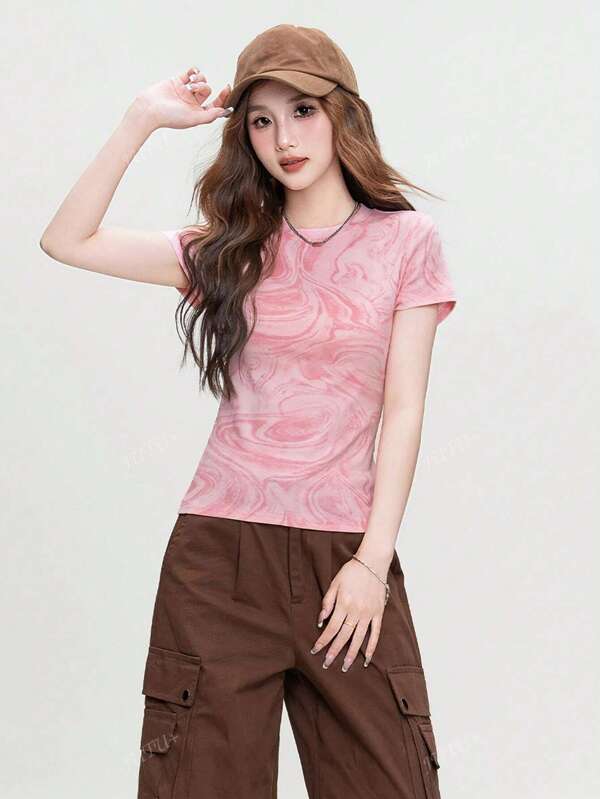 Women's American Style Versatile Spring Knit T-Shirt
