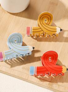 Hair Clips 1pc, Personalized Twisted Pencil Gripper Creative Design Cartoon Cute Hairpin Ponytail Clip Hair Claw School Season Gift Hair Accessories Elegant Claw Clips, School Stuff, College Autumn Accessories Fall Winter For Vacation Outfits Woman