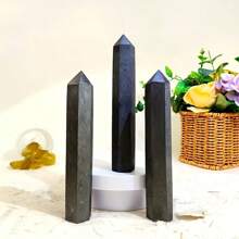 Natural Crystal Stone Black Schungite Tower Handmade Quartz Stone Single Point Home Decor Mineral Collection Gifts