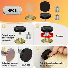 4 件装可调节金属家具腿垫、自粘式伸缩支撑墙稳定器、防震床架止动器 - 彩色 - 查看 7