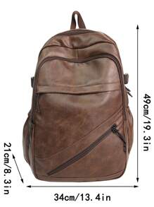 New Versatile PU Backpack With Large Capacity, Waterproof, Suitable For High School, College Students, Outdoor Cycling, Commute, Fashion & Minimalist Design