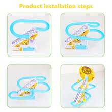 1套儿童小黄鸭音乐可爱爬楼梯轨道玩具，萌鸭子滑梯，培养宝宝专注力，益智亲子互动生日礼物