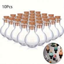 10 buc sticle mini de sticlă cu dopuri moi de plută, sticle în formă de stea pentru dorințe, sticle decorative mini pentru drift, potrivite pentru drifting, dorințe, depozitare bomboane, decor cu cristal și pietricele, sticle rotunde de sticlă pentru arte și meșteșuguri, cadouri de nuntă, decor pentru casă - Multicolor - Vizualizare 6