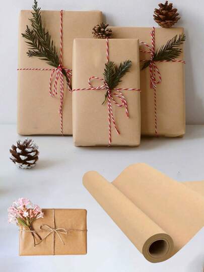 1 Cuộn Giấy gói quà Kraft họa tiết da cao cấp - 12"X394" (10M) Giấy gói quà đa năng màu nâu dùng cho sinh nhật, đám cưới, ngày lễ tình nhân, bó hoa, trang trí tiệc gia đình, thủ công mỹ nghệ & năm mới