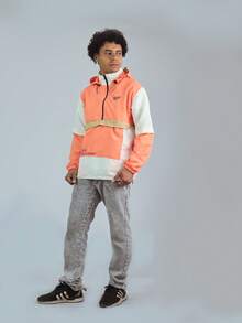 ANORAK URBAN CHAMELEON WINDCUT JACKET HOOD Autumn Spring Oversized Knot Zipper Men's - 珊瑚粉 - 查看 2