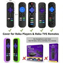 2 Pack Remote Cover For Roku Battery Cover For  Roku Smart TV Steaming Stick Remote Silicone Remote Case For Roku Universal Protective Controller Sleeve Skin Glow In The Dark Green Purple - 輝綠和輝紫 - 查看 5