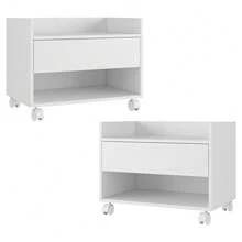 Kit 02 Gabinetes Armário Banheiro Multiuso Ivy 60cm 100% MDF BP com 01 Gaveta Branco - Desk Design