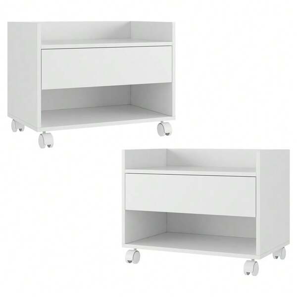 Kit 02 Gabinetes Armário Banheiro Multiuso Ivy 60cm 100% MDF BP com 01 Gaveta Branco - Desk Design