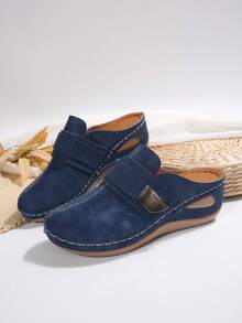 Elegant Fashion Women's New Platform Slip-On Mules, Comfortable Soft Sole Slides For Spring/Autumn, Suitable For Home, Walking, Commuting - Navy Blue - View 4