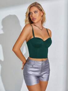 Apperloth A Women's Sexy Sheer Mesh Cropped Tank Top With Adjustable Spaghetti Straps - 軍綠色 - 查看 5