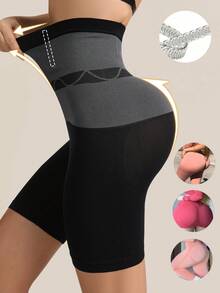 1pc High Waist Slimming Shorts, Shapewear Tummy Control Butt Lifting Seamless Panties For Women - Black - View 9
