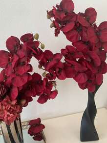 1/2/4/6 piezas, Pintura al óleo de orquídea de mariposa rojo oscuro simulada, Flores decorativas para sala de estar, mesa de comedor, habitación modelo, decoración de boda y compromiso, flores artificiales, decoración navideña, aproximadamente 98 cm, regalos para mujeres, regalo de cumpleaños, decoración del hogar, decoración del hogar, adornos del hogar, flores falsas, flor artificial