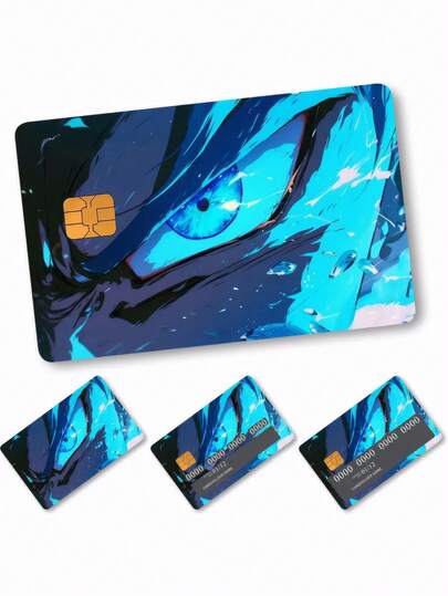 1 pieza Pegatina decorativa para tarjeta de crédito con ojo cibernético, ojos azul brillante agrietados, PVC creativo y personalizado ultradelgado y resistente a las huellas dactilares, cubierta protectora de tarjeta de crédito de alta calidad, resistente a los arañazos y la fricción, adecuado para mujer y hombre, tarjeta chip pequeña, tarjetas bancarias, tarjetas de crédito, tarjetas de transporte, tarjetas universitarias, decoración ciberpunk exclusiva, imprescindible para amantes de los animes y los videojuegos, un regalo para chicos