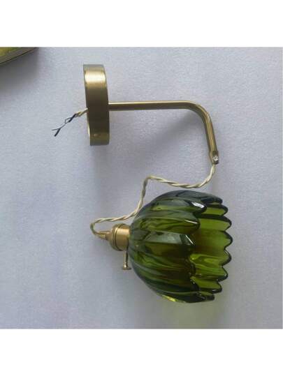 1pc Vintage Glass Wand Lamp Adjustable Arm Tulip Shade, E27 Base, Fixed Wiring, Bedside, Corridor, Bathroom Spiegel Front, ation, Bulb Not Included view 5