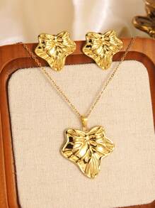 1 Set Schmuck mit naturinspiriertem Blattelement aus Edelstahl, geeignet für den täglichen Gebrauch von Frauen, Mode-Streetshots oder als Geschenk für Freunde
