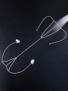 1 件性感女士仿珍珠丁字裤内衣链，时尚女士水钻身体链，闪亮金色/银色可供选择，适用于比基尼、性感内衣配饰、沙滩装、狂欢装、角色扮演、夜总会、约会之夜、情人节、节日庆典配饰、性感礼服配饰， - 彩色 - 查看 9