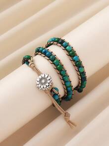 1 chiếc vòng tay đá tự nhiên quấn phong cách Bohemian, phù hợp cho nữ mặc thường ngày, đi biển, du lịch - Vòng tay quấn - Xem 5