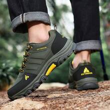 بوت رجالية جديدة منخفضة الرقبة، بوت مريحة للتنزه والصيد والمشي في الهواء الطلق، بوت رياضية وكاجوال للاستخدام اليومي - أخضر عسكري - مشاهدة 7