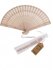 1/2/4/20/40 件/套木制手持折扇，配透明袋、感谢卡和流苏，适合婚礼派对回礼，复古木制折扇，婚礼扇，优雅的中式木制折叠手扇，非常适合婚礼、新娘送礼会等场合。 - 彩色 - 查看 3