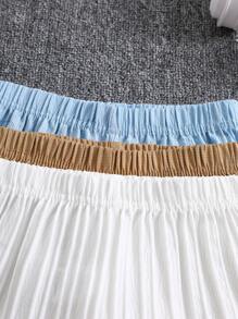 Set de 6 piese pentru băieți, costum de exterior casual, culoare solidă, confortabil, versatil, bluză și pantaloni scurți asortați, culoare solidă, primăvară/vară