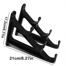 2 件节省空间的壁挂式鱼竿架带挂钩 - 可容纳 3 根鱼竿、登山杖、滑雪杖 - 耐用的 ABS 黑色收纳盒，易于安装，适用于车库、小屋、露营 - 鱼竿架 - 黑色 - 查看 2