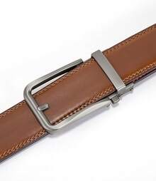 BOSTANTEN Belt Men Leather Reversible Belts Men 1 3/8 Casual Dress Pants, Two-In-One Belt - 007-深棕色 - 查看 9