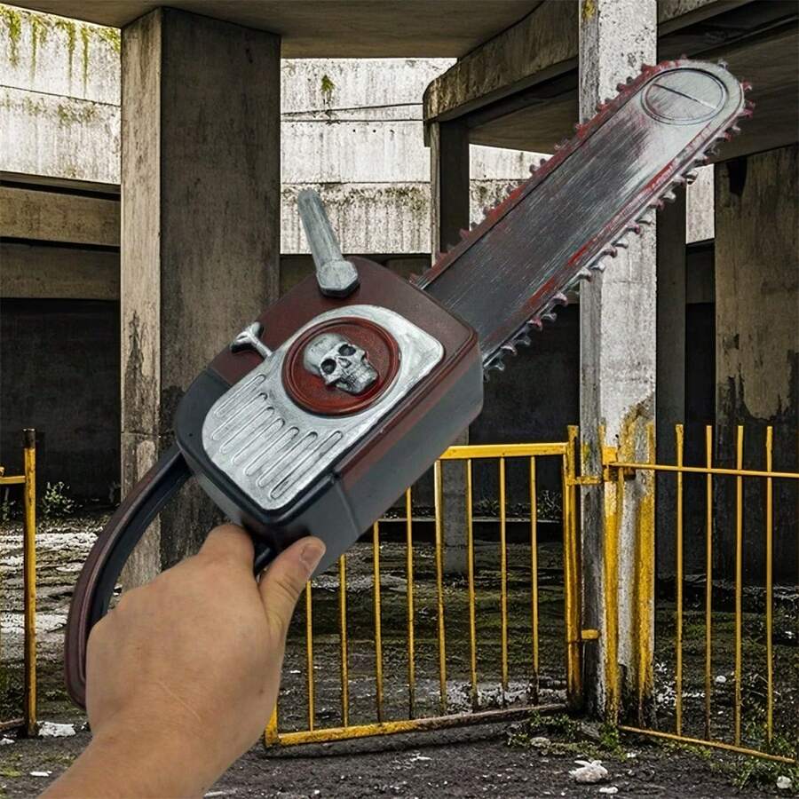 Spooktacular Halloween Decor: Realistic Chainsaw Prop In Rusty Red - Perfect For Haunted Houses And Costume Parties - Reddish Brown - View 1