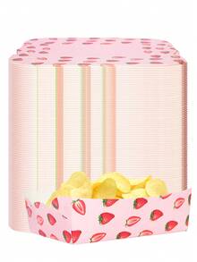 10pcs/20pcs/50pcs Strawberry Paper Food Trays Pink Red Berry Fruit Food Boats Disposable Serving Tray Bowl Holder Strawberry Snack Bowl Disposable Berry Dessert Boats For Wedding Strawberry Themed Shortcake Berry First Birthday Party Supplies Favors Decoration - Multicolor - View 3