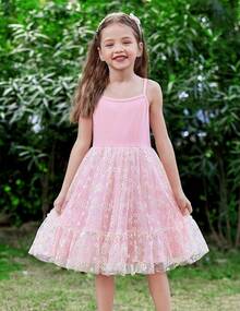 2025Toddler Girls Tulle Dress Rainbow Tutu Birthday Princess Dresses Formal Photo Shoot Outfit Summer Clothes 2-6T'Sprout Style' - 粉紅色 - 雛菊薄紗 - 查看 2