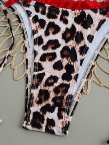 Bộ bikini hai mảnh họa tiết da báo kiểu Âu và Mỹ mới về, thiết kế hở lưng, buộc dây, thích hợp cho kỳ nghỉ hè trên bãi biển. - Họa tiết da báo màu xám - Xem 6