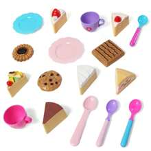 女孩角色扮演下午茶套装，下午茶甜点茶壶套装，公主下午茶游戏茶壶厨房玩具，复活节儿童生日礼物 - 彩色 - 查看 8